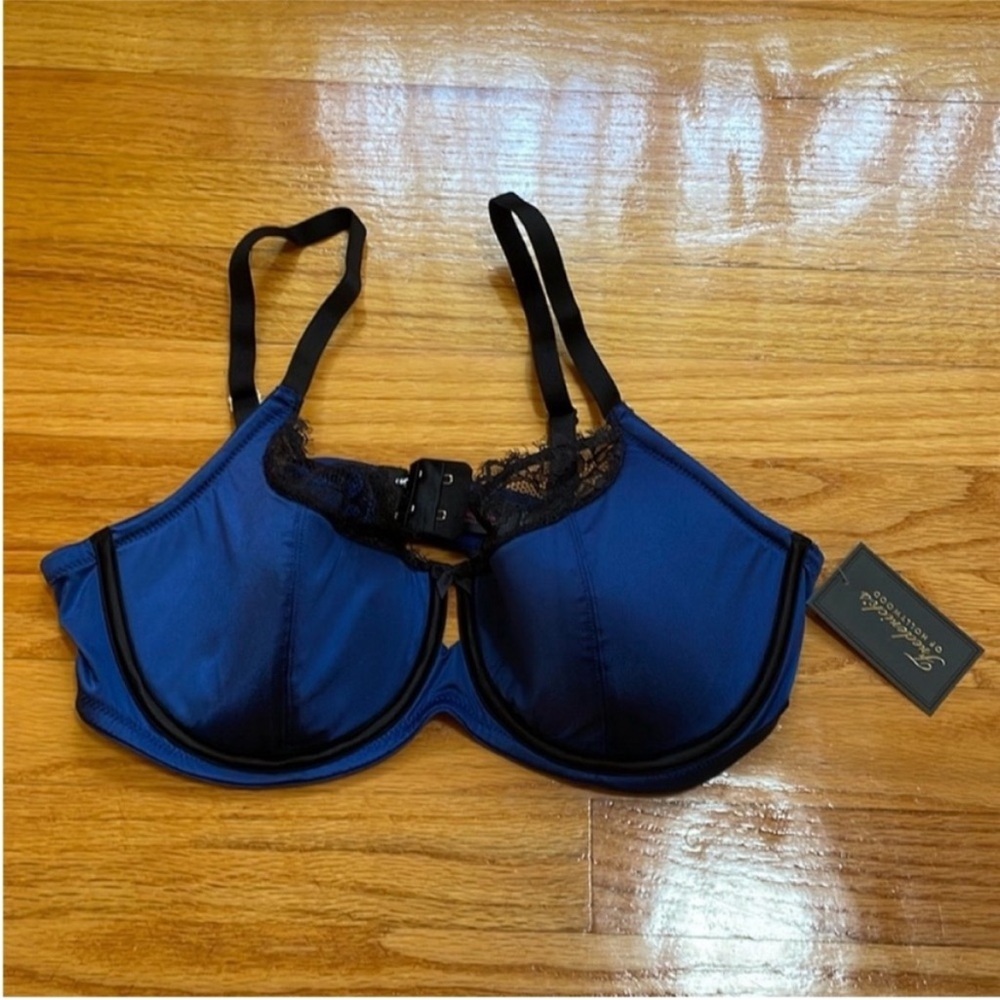 Frederick's Of Hollywood Eliana Full Figure Blue Satin Lined Bra 38D (Brand New) - Picture 7 of 8
